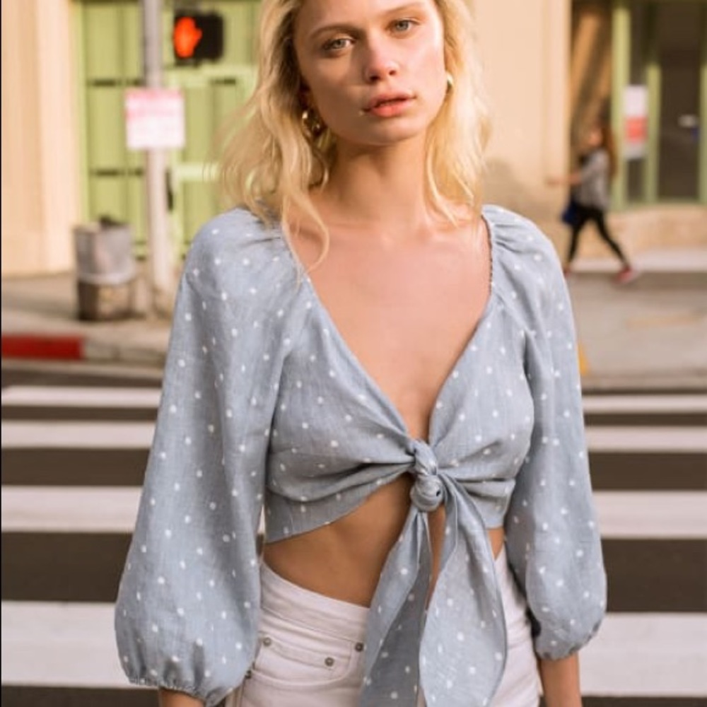 NWT Reformation Peach Top in Dewdrop